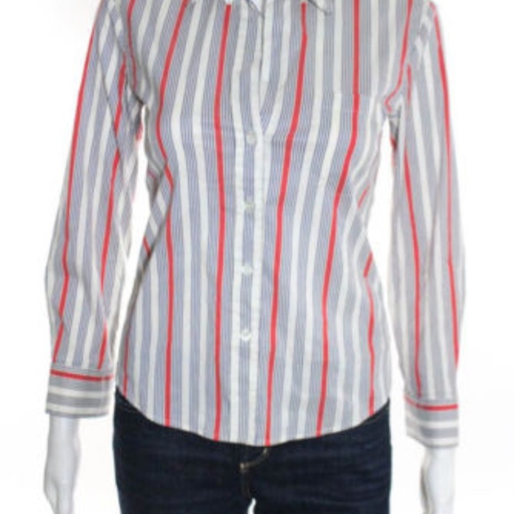 EUC! Theory Kaylind Multi-Colored Striped Button-Down Shirt Size P / XS - Picture 5 of 8